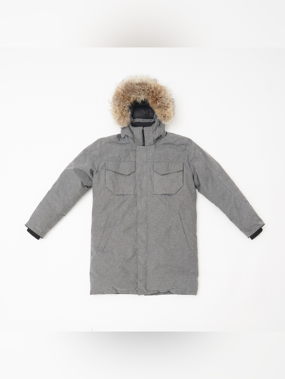 Canada Goose Black Label Men’s Grey Parka with Coyote Fur-trimmed Hood